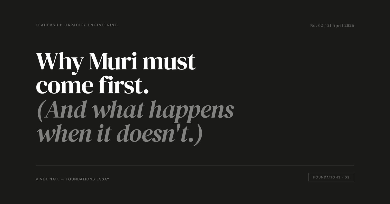 Why Muri Must Come First (And What Happens When It Doesn't)