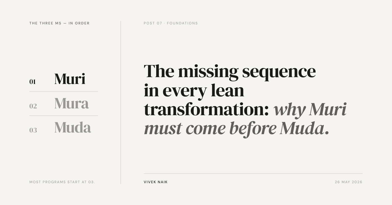 The Missing Sequence in Every Lean Transformation: Why Muri Must Come Before Muda